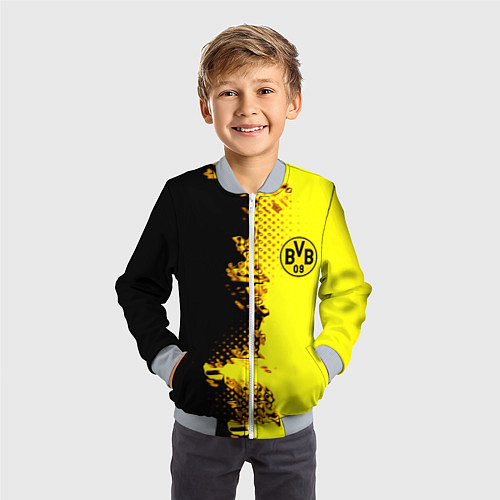 Детский бомбер Borussia fc sport краски / 3D-Серый – фото 3