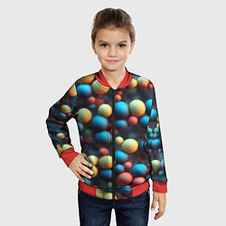 Бомбер детский Разноцветные шарики молекул, цвет: 3D-красный — фото 2