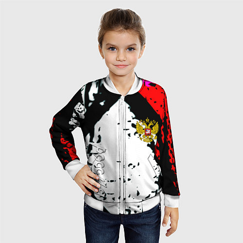 Детский бомбер Россия краски текстура / 3D-Белый – фото 4