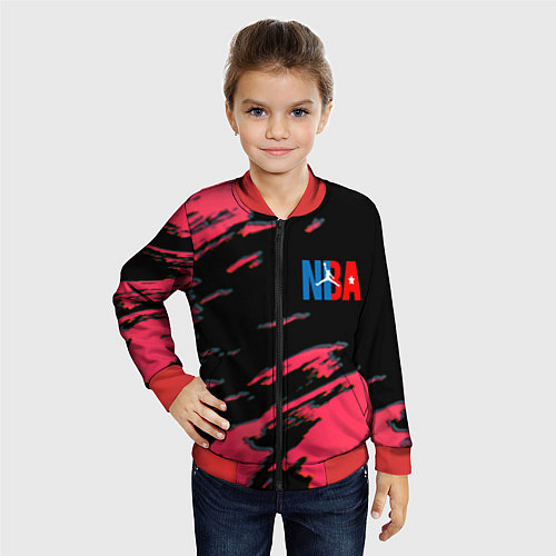 Детский бомбер NBA краски текстура / 3D-Красный – фото 4