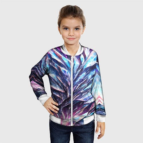 Детский бомбер Синий драгоценный камень / 3D-Белый – фото 4
