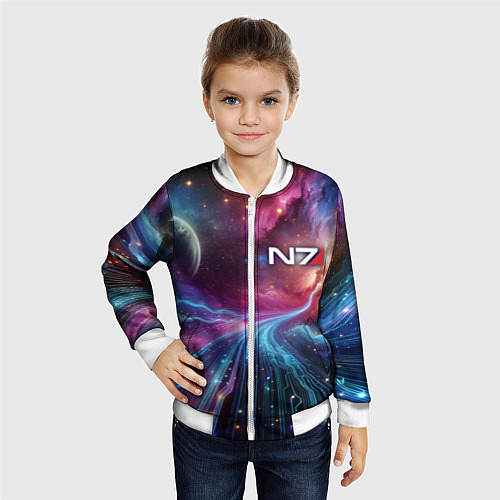 Детский бомбер Mass Effect - N7 / 3D-Белый – фото 4