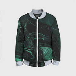 Бомбер детский Черно-зеленый мрамор, цвет: 3D-серый