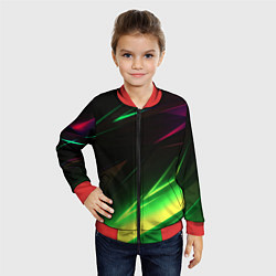Бомбер детский Geometry stripes кислотный неон, цвет: 3D-красный — фото 2