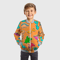 Бомбер детский Маленькие динозавры, цвет: 3D-серый — фото 2