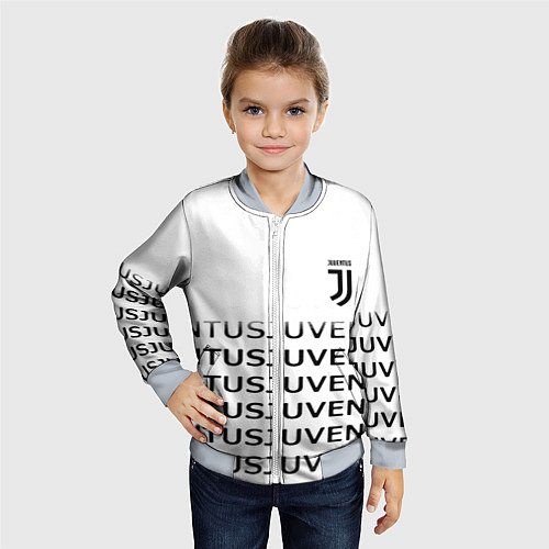 Детский бомбер Ювентус лого паттерн спорт / 3D-Серый – фото 4