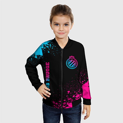 Детский бомбер Club Brugge - neon gradient вертикально / 3D-Черный – фото 4