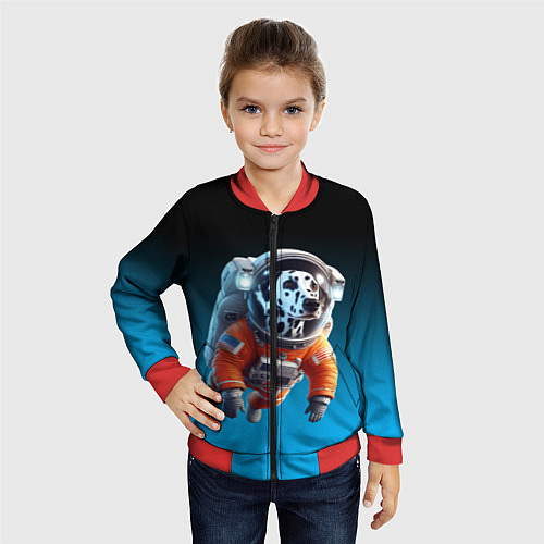 Детский бомбер Далматинец космонавт в открытом космосе / 3D-Красный – фото 4