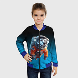 Бомбер детский Далматинец космонавт в открытом космосе, цвет: 3D-синий — фото 2