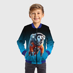 Бомбер детский Далматинец космонавт в открытом космосе, цвет: 3D-синий — фото 2