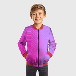 Бомбер детский Розовые градиентные линии, цвет: 3D-красный — фото 2