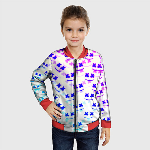 Детский бомбер Marshmello pattern neon / 3D-Красный – фото 4