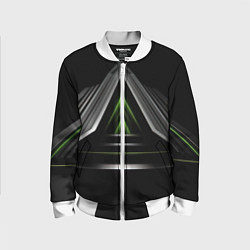 Бомбер детский Black green abstract nvidia style, цвет: 3D-белый