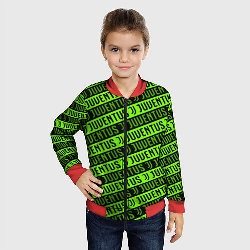 Детский бомбер Juventus green pattern sport / 3D-Красный – фото 4