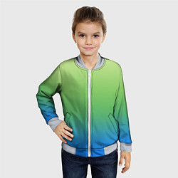 Бомбер детский Градиент зелёно-голубой, цвет: 3D-серый — фото 2