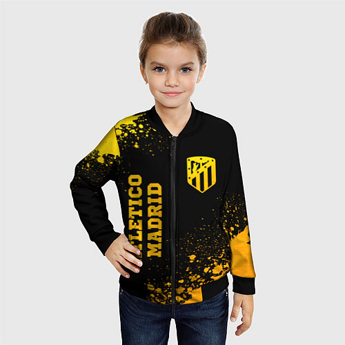 Детский бомбер Atletico Madrid - gold gradient вертикально / 3D-Черный – фото 4