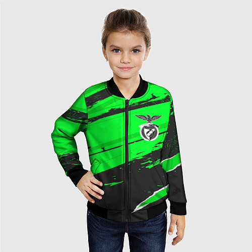 Детский бомбер Benfica sport green / 3D-Черный – фото 4