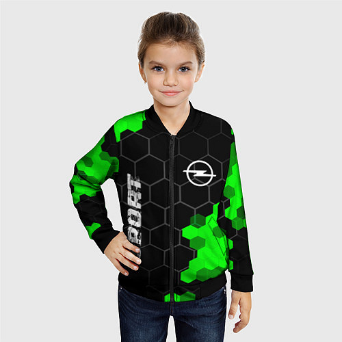 Детский бомбер Opel green sport hexagon / 3D-Черный – фото 4