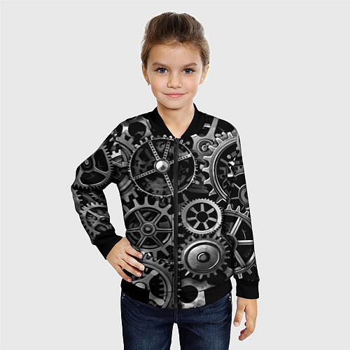 Детский бомбер Стимпанк стальные механизмы паттерн / 3D-Черный – фото 4