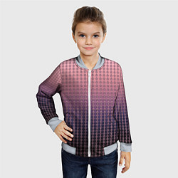 Бомбер детский Тёмно-розовый полосы узоры, цвет: 3D-серый — фото 2