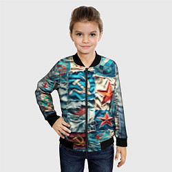 Бомбер детский Пэчворк джинсы из СССР, цвет: 3D-черный — фото 2