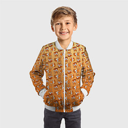 Бомбер детский Паттерн из милых лисят, цвет: 3D-белый — фото 2
