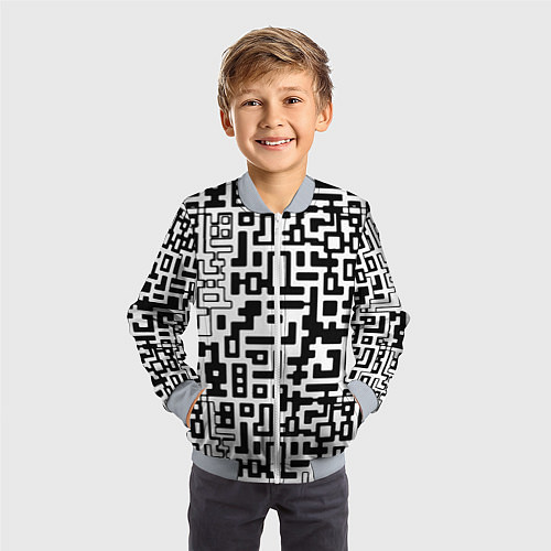Детский бомбер Чёрно-белая глитч инфекция / 3D-Серый – фото 3
