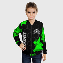 Бомбер детский Citroen green sport hexagon, цвет: 3D-черный — фото 2