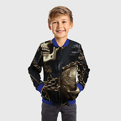 Бомбер детский Прикованные цепями черепа, цвет: 3D-синий — фото 2