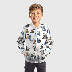 Бомбер детский Котики и шахматы белый, цвет: 3D-белый — фото 2