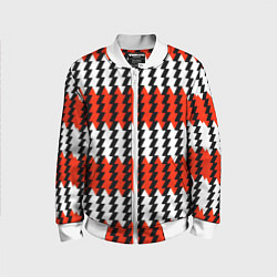 Бомбер детский Вертикальные красно-белые полосы, цвет: 3D-белый