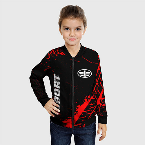 Детский бомбер FAW red sport tires / 3D-Черный – фото 4