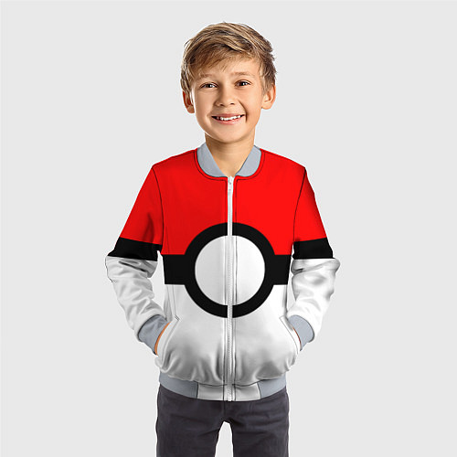 Детский бомбер Pokeball texture / 3D-Серый – фото 3
