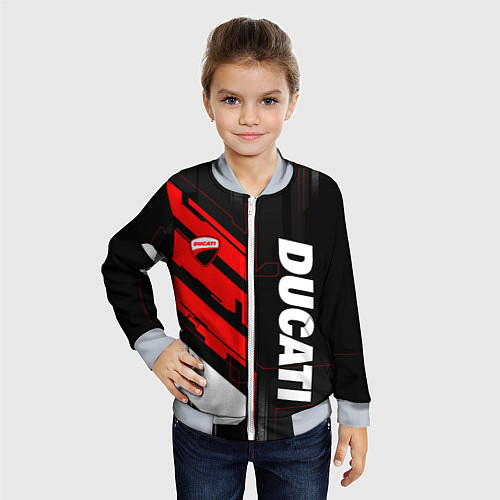 Детский бомбер Ducati - красный технологический / 3D-Серый – фото 4