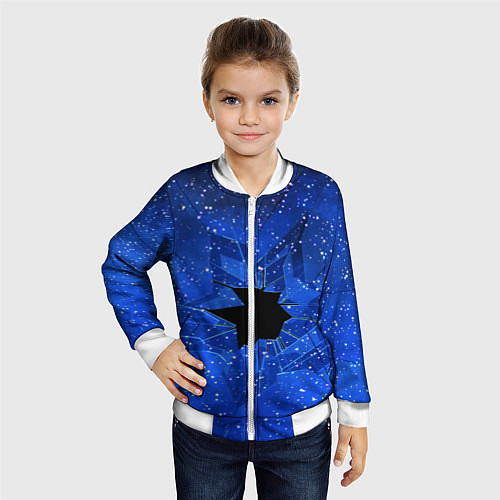 Детский бомбер Расколотое стекло - звездное небо / 3D-Белый – фото 4