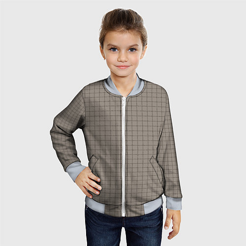 Детский бомбер Серый бежевый в клетку / 3D-Серый – фото 4