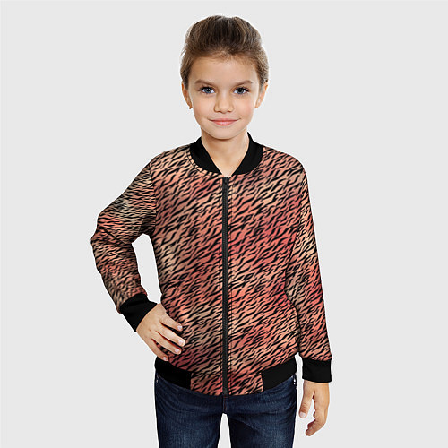 Детский бомбер Имитация шкуры красно-коричневый / 3D-Черный – фото 4