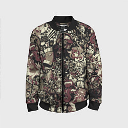 Бомбер детский Граффити патерн, цвет: 3D-черный
