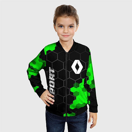 Детский бомбер Renault green sport hexagon / 3D-Черный – фото 4