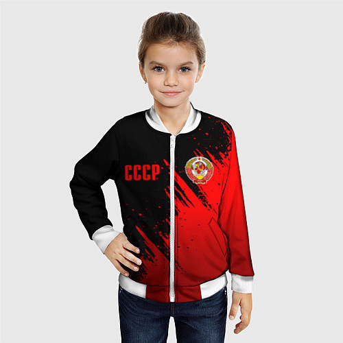 Детский бомбер СССР - черно-красный / 3D-Белый – фото 4