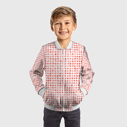 Бомбер детский Паттерн маленькая красная мозаичная плитка, цвет: 3D-белый — фото 2