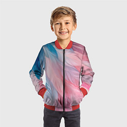 Бомбер детский Пастельно-голубые и розовые перья, цвет: 3D-красный — фото 2