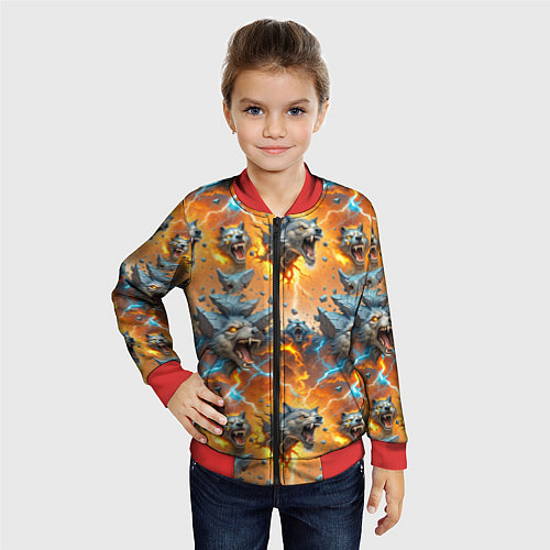 Детский бомбер Волки и камни / 3D-Красный – фото 4