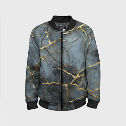 Бомбер детский Золотые линии на серо-голубом фоне, цвет: 3D-черный