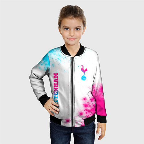 Детский бомбер Tottenham neon gradient style вертикально / 3D-Черный – фото 4