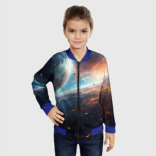 Детский бомбер Космос и планеты / 3D-Синий – фото 4