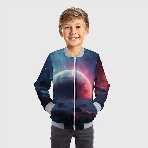Детский бомбер Фантастика космос и планета / 3D-Серый – фото 3