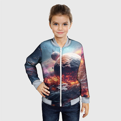Детский бомбер Космическое столкновение планет / 3D-Серый – фото 4