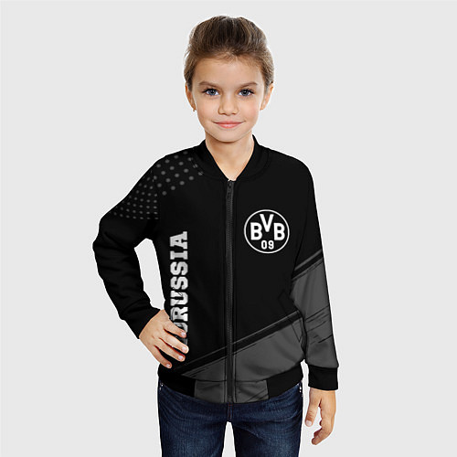 Детский бомбер Borussia sport на темном фоне вертикально / 3D-Черный – фото 4