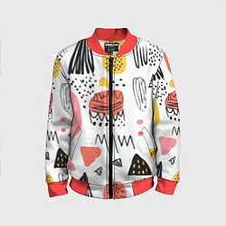 Бомбер детский Паттерн узоры, цвет: 3D-красный